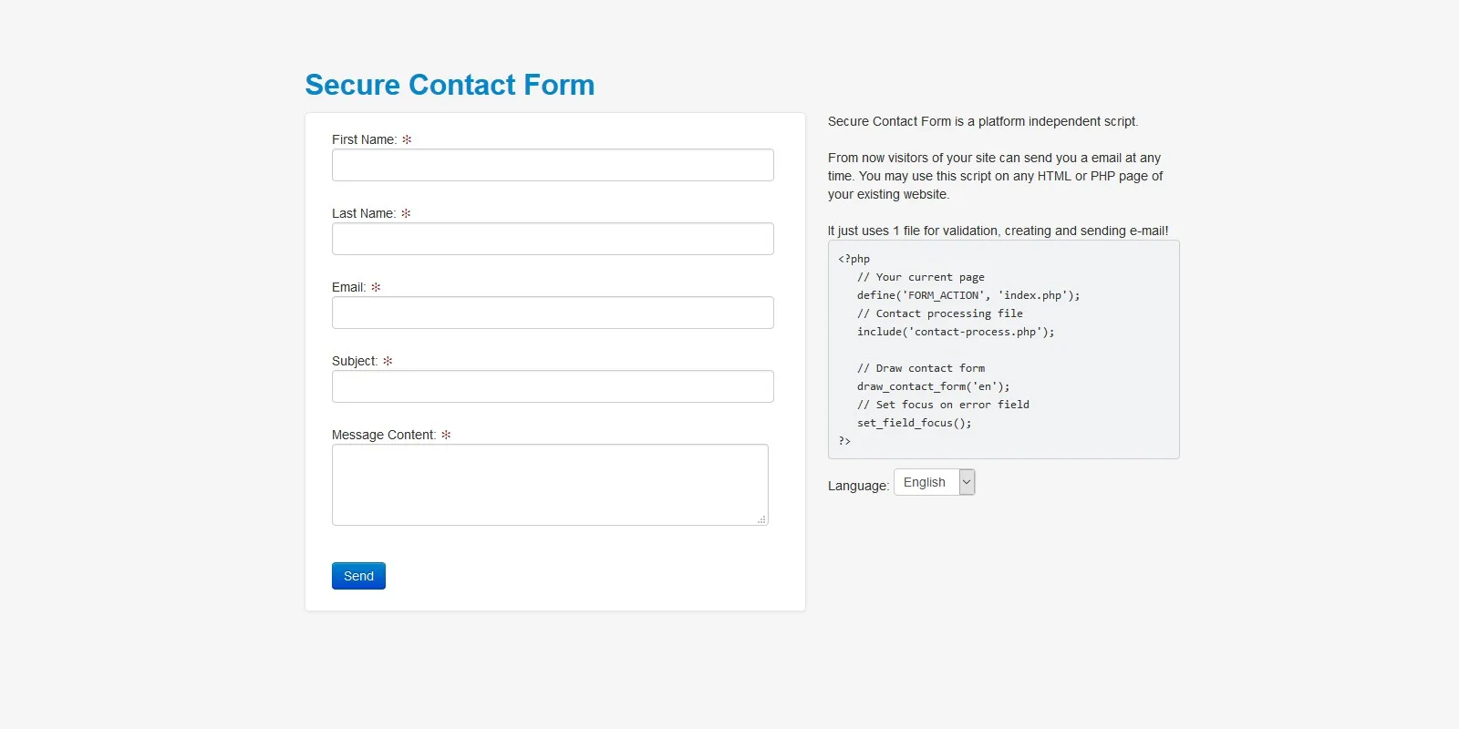 Secure Contact Form PHP Script