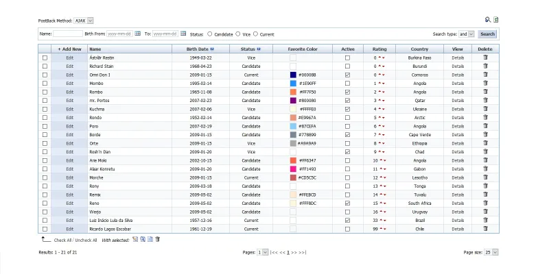 PHP DataGrid Light - Data-Bound Grid Control