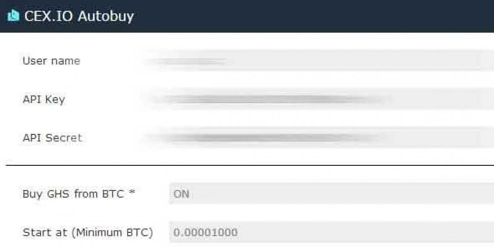 CEX.IO Bitcoin Autobuy GHS Script using Javascript