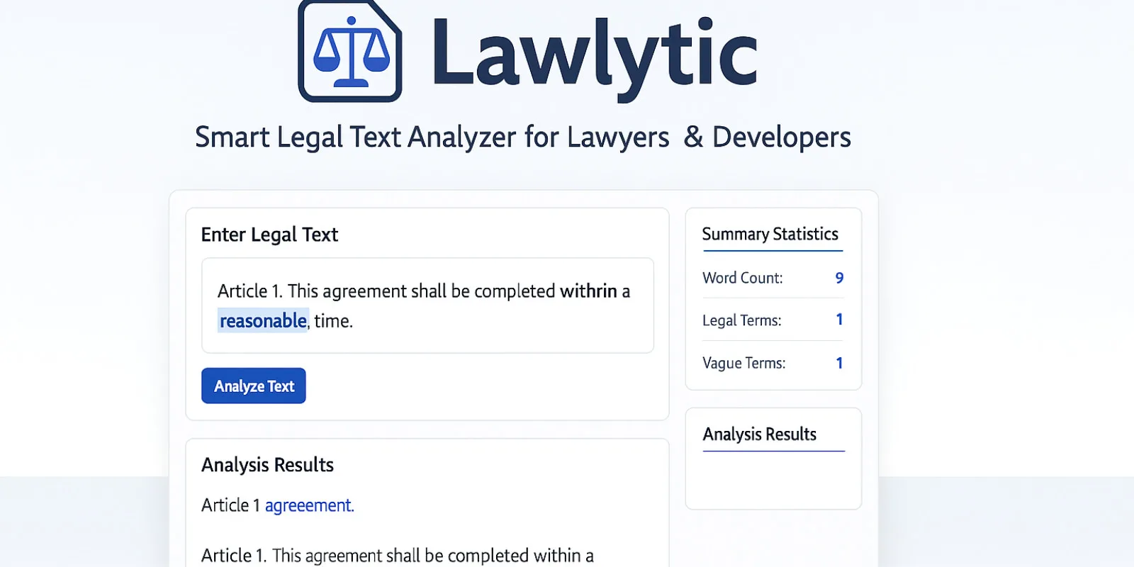 Lawlytic - Legal Text Analyzer PHP Script