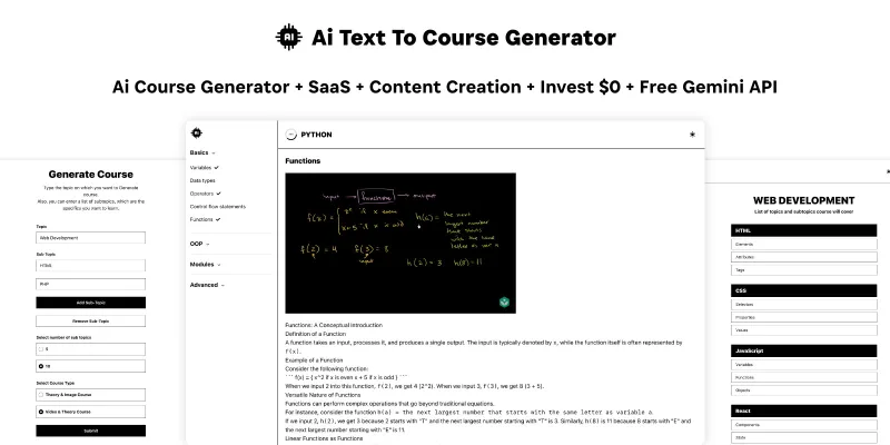 Ai Course Generator - Text To Course SaaS Ai Quiz