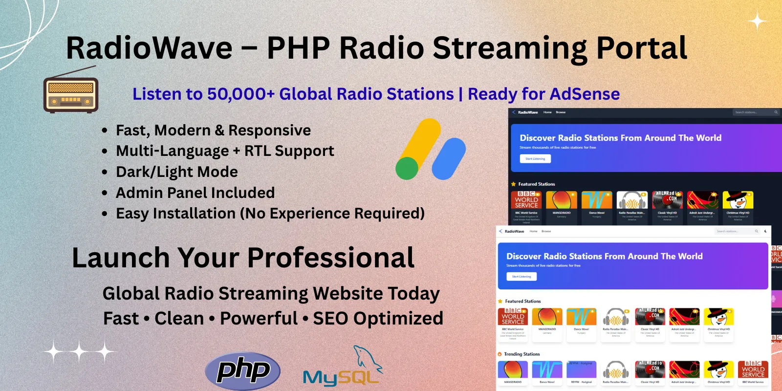 RadioWave - PHP Radio Streaming Portal
