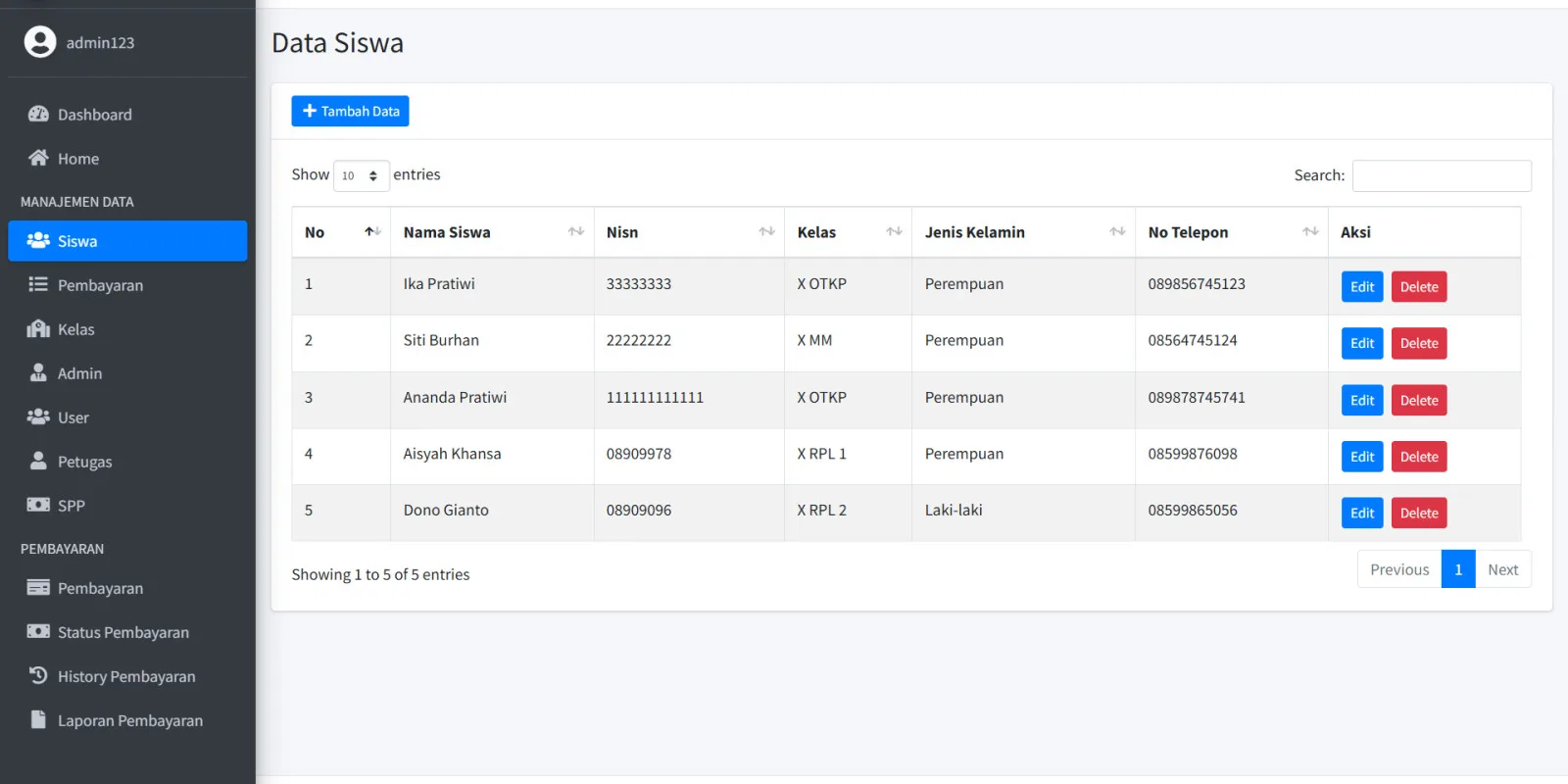 Laravel School Payment System – SPP Management