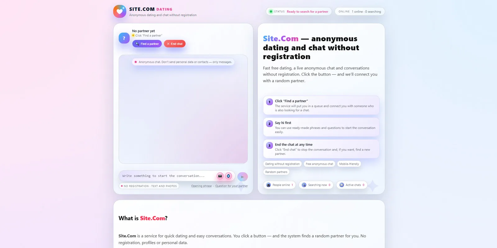 Random Anonymous Chat Script with Photos