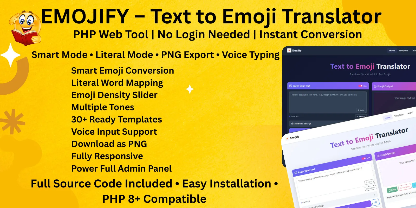Emojify – Text to Emoji Converter PHP