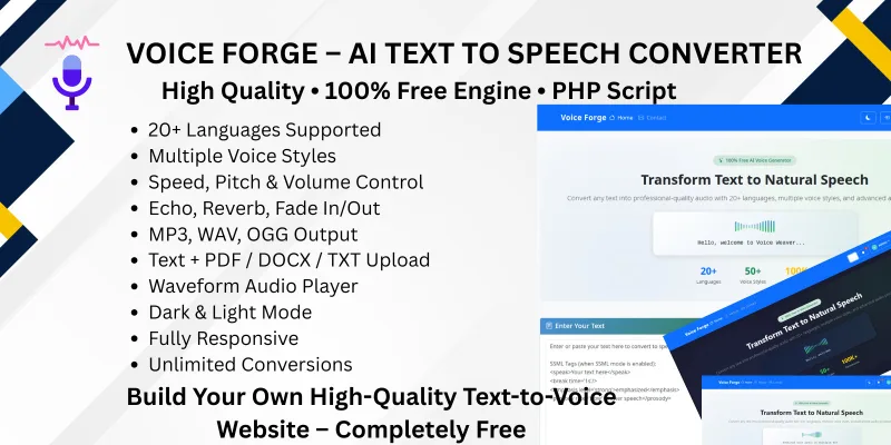 Voice Forge - PHP AI Text to Speech Script
