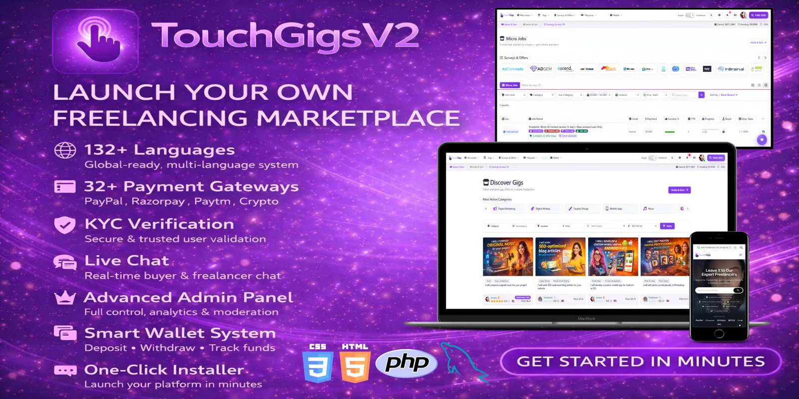 TouchGigs V2 – Micro Jobs And Gigs Marketplace
