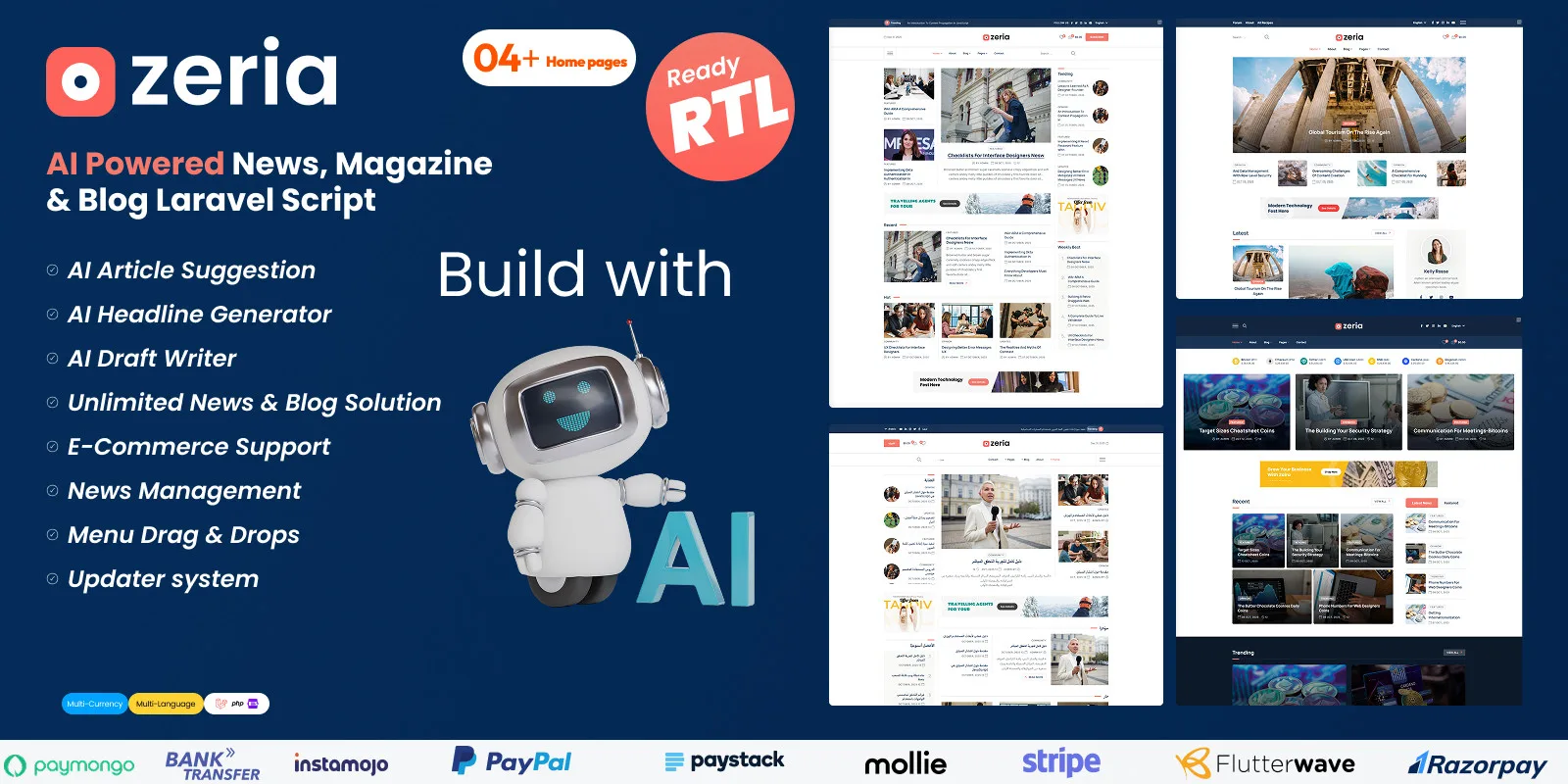 Zeria – AI-Powered News Blog Laravel Script
