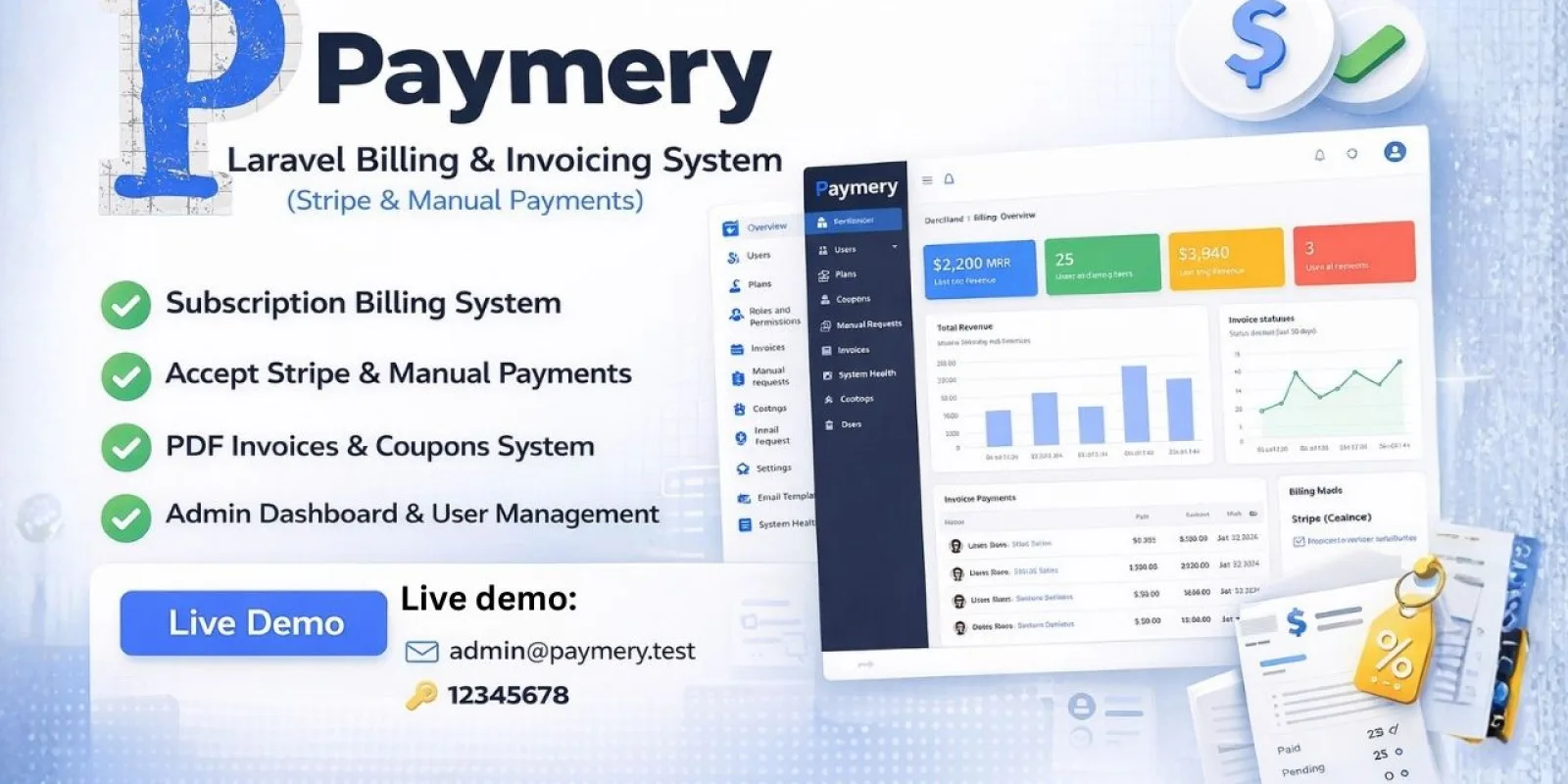 Paymery - Laravel Billing Invoicing System