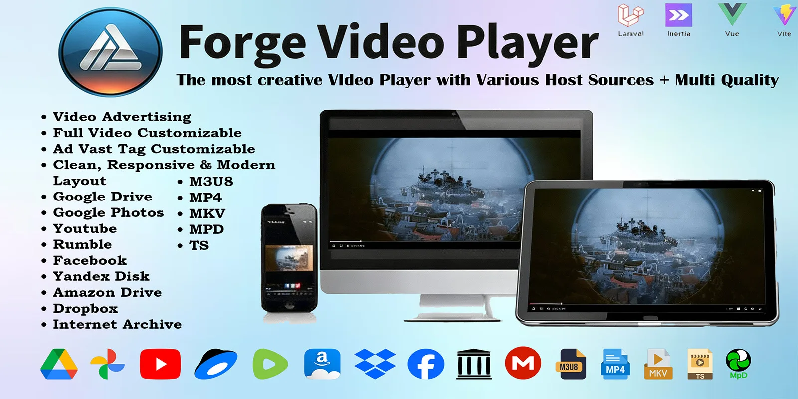 Forge Player - Video Player Various Host Sources