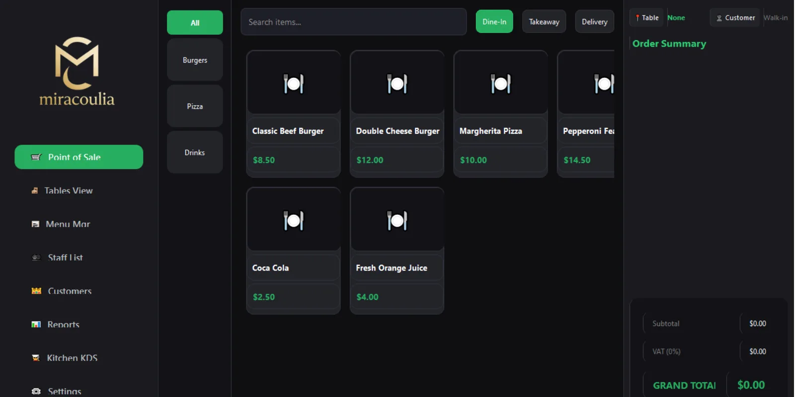 Miracoulia POS - Restaurant Point of Sale System