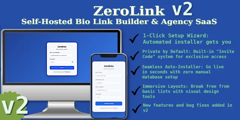 ZeroLink - Bio Link Portfolio PHP Script