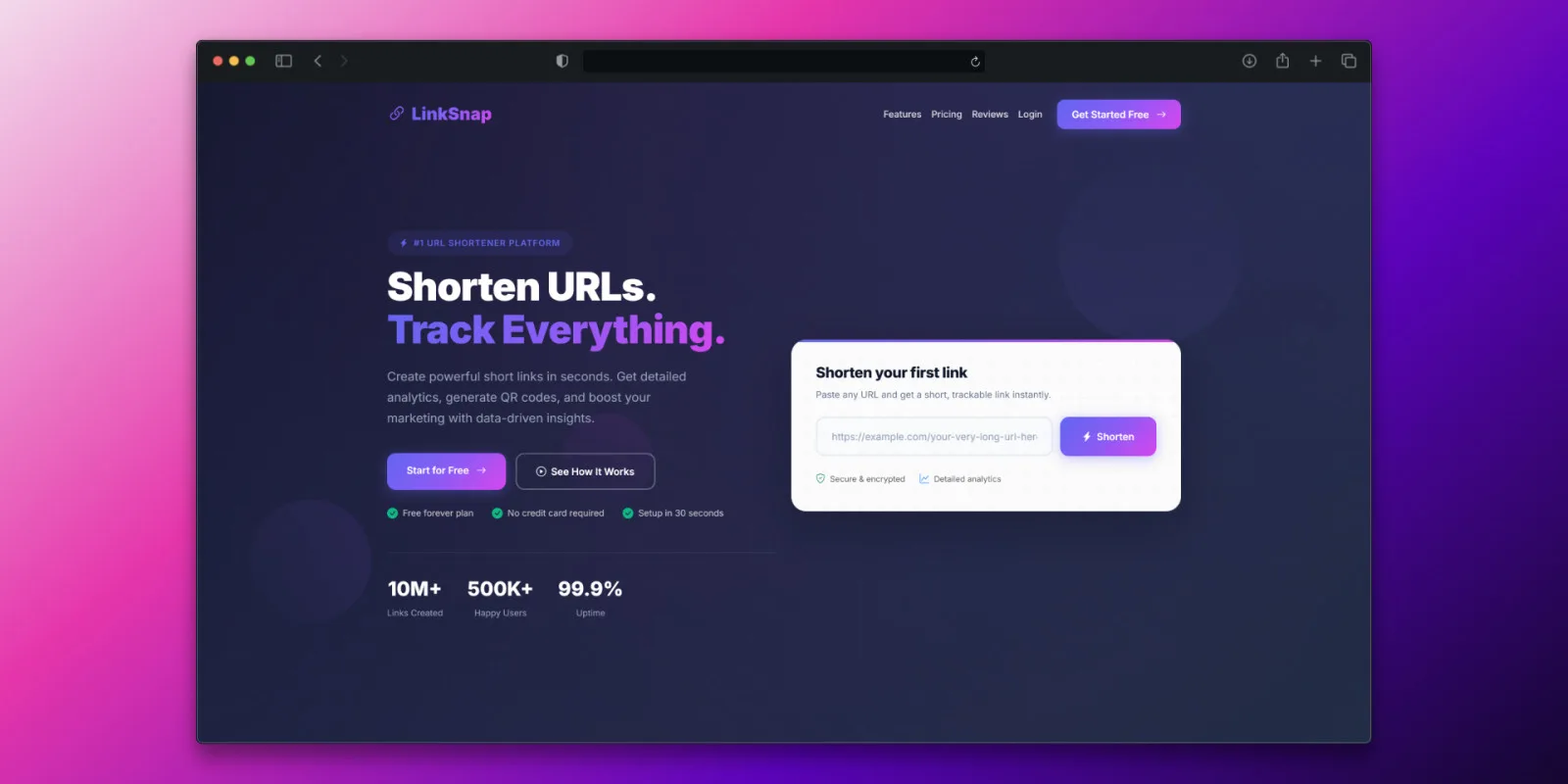LinkSnap - Professional URL Shortener