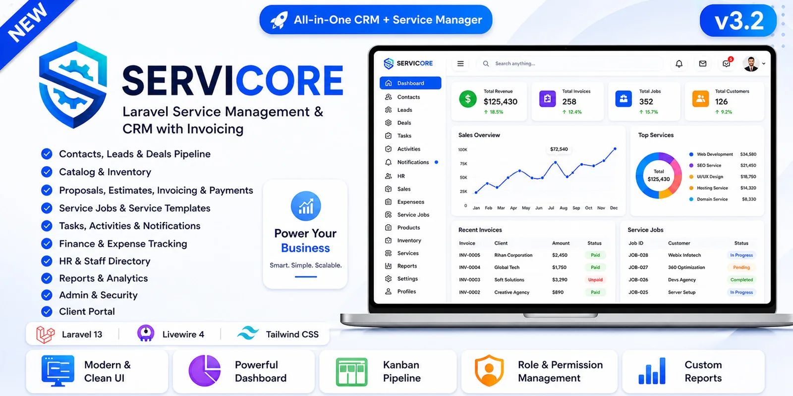 ServiCore - Laravel Service Management CRM