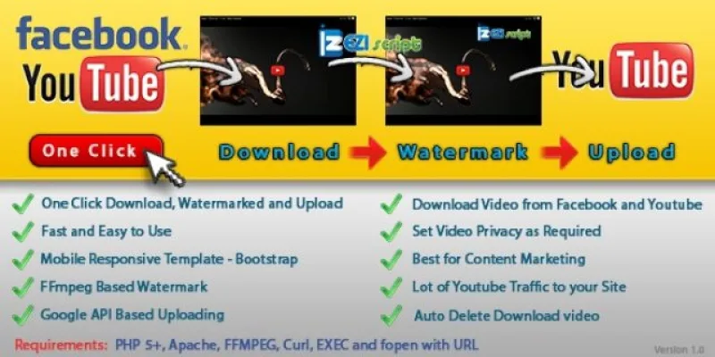 Youtube Auto Uploader with Watermark - PHP Script