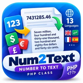 Num2Text Number to Text converter PHP Class